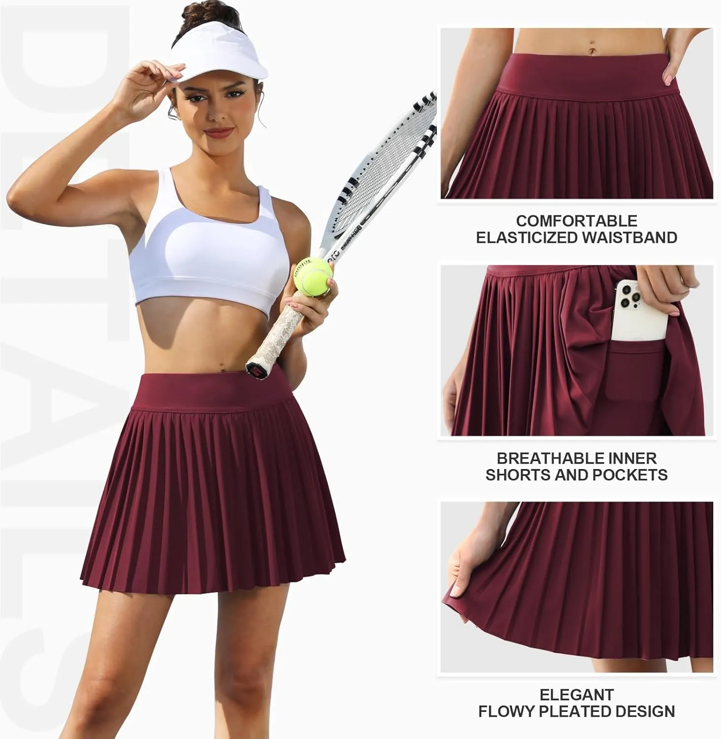 FireSwan Tennis Skirts for Women High Waisted Pleated Skirt with Pockets Shorts Athletic Skort Golf Outfits