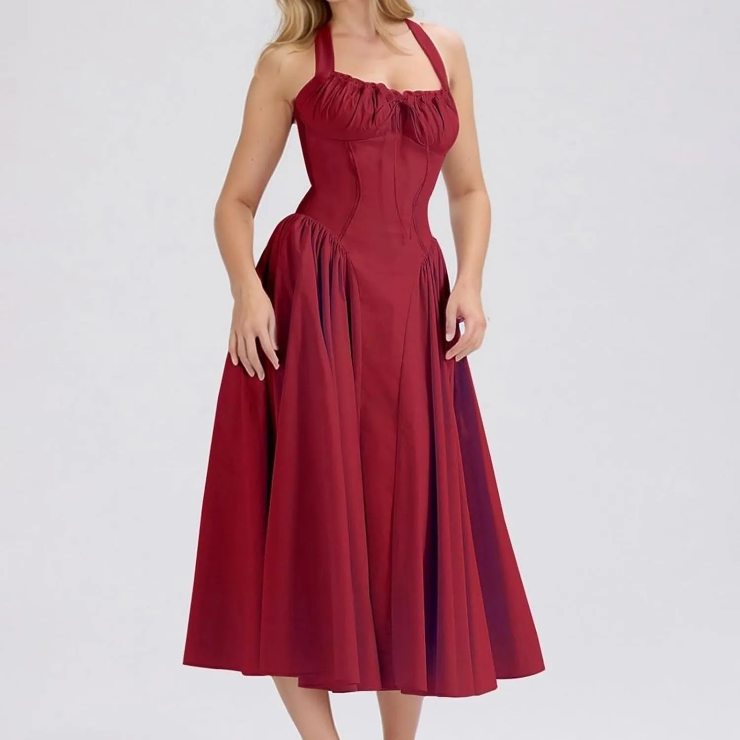 Formal Dresses for Women Loose Fit Cutout Maxi Dress Floral Backless Tied Long Sundress Dressy Tank Midi Dresses