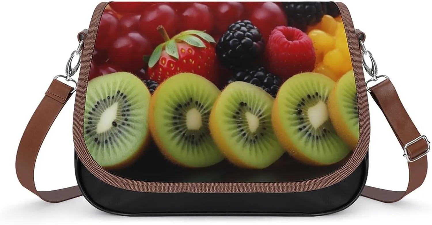 Fresh Fruit Shoulder Bags PU Leather Shoulder Handbag Large Capacity Crossbody Bag for Women
