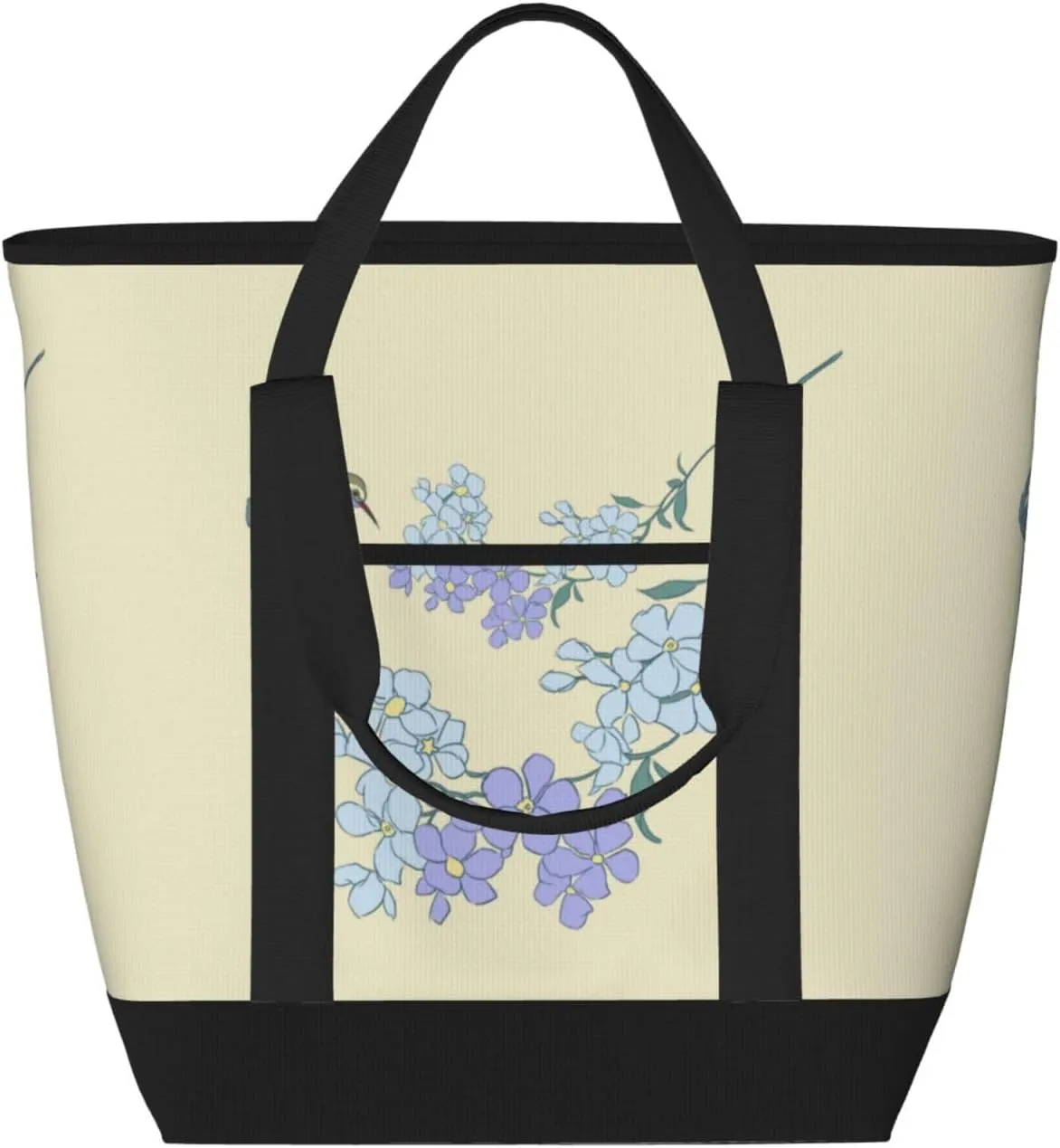 Fresh Orchids Large Capacity Insulated Shoulder Bag For Picnic Camping Travel Shopping Food Transportation