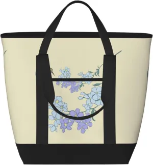Fresh Orchids Large Capacity Insulated Shoulder Bag For Picnic Camping Travel Shopping Food Transportation