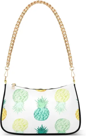 Fresh Pineapple Mix White Small Shoulder Bag, Cute Shoulder Bags for Women