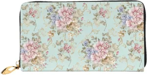 Fresh Spring Flowers Leather Wallet Long Clutch Purse Fashion Wristlet Handbag For Women And Men