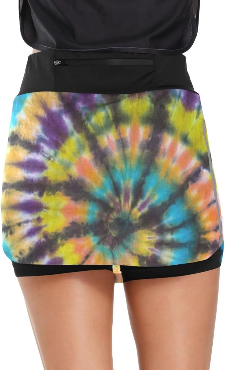 GAIGEO Colorful Retro Psychedelic Tie Dye Swirl Athletic Skorts Skirts for Women with Pockets, Casual Golf Activewear, S-XXL