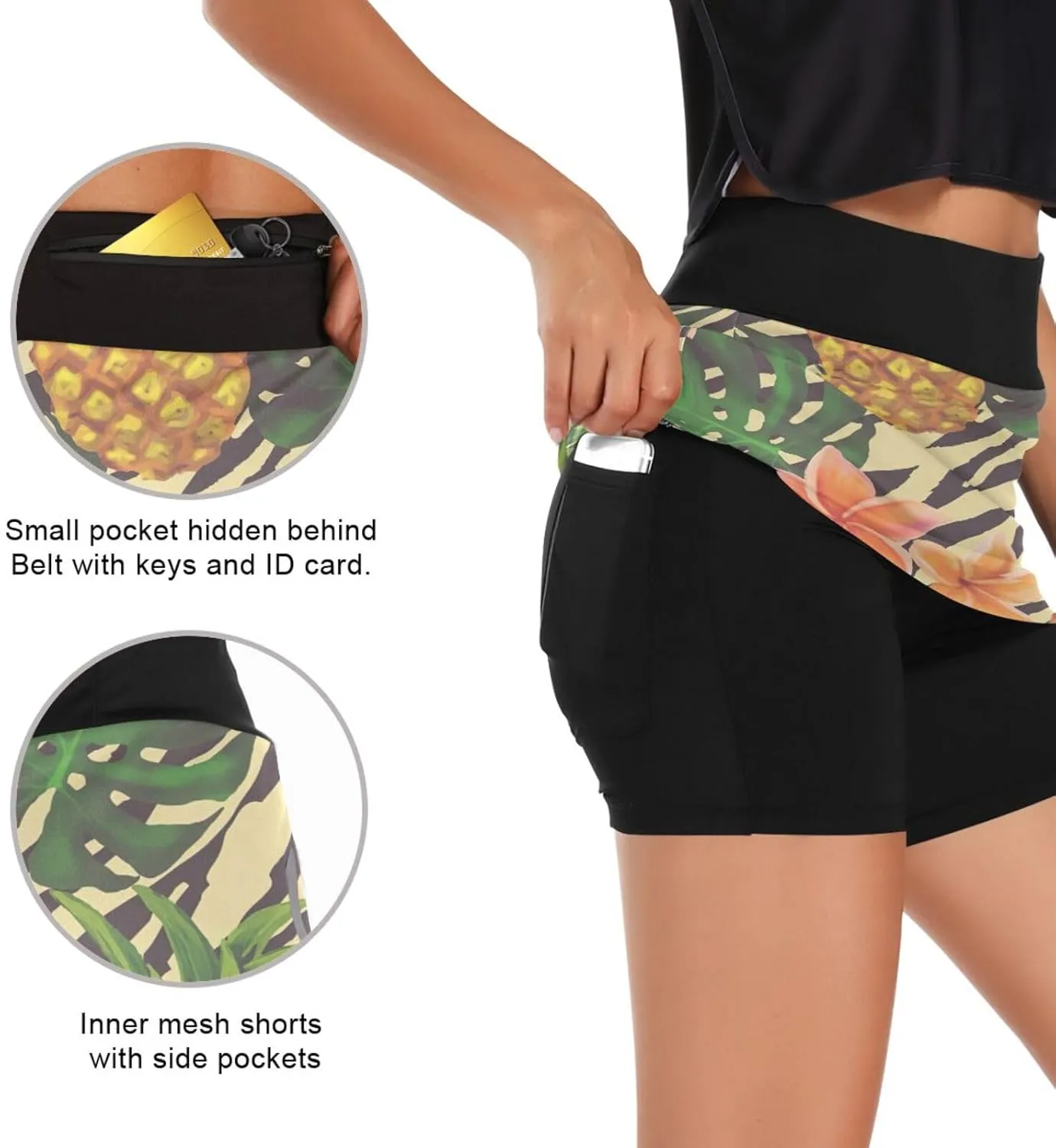 GAIGEO Colorful Retro Psychedelic Tie Dye Swirl Athletic Skorts Skirts for Women with Pockets, Casual Golf Activewear, S-XXL