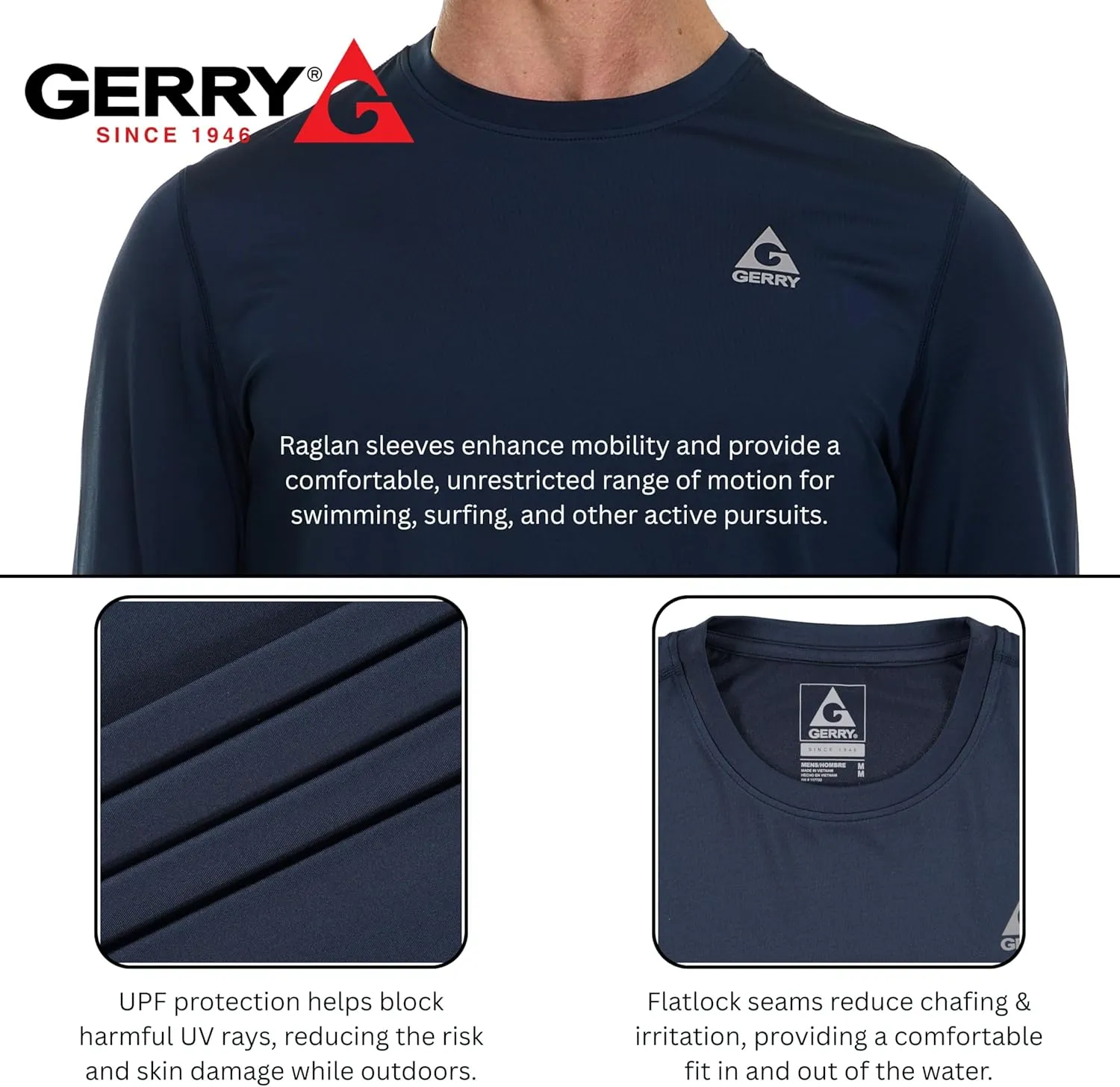 Gerry Rash Guard for Men, Long Sleeve Mens Swim Shirt, Fishing Hiking UPF  50 UV Protection