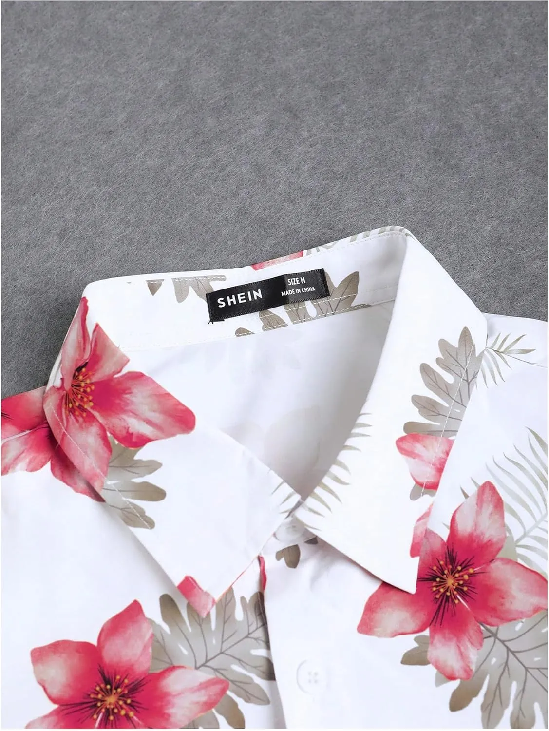 GORGLITTER Men's Hawaiian Matching Set Summer Beach 2 Piece Outfits Flower Button Down Shirts and Shorts Set