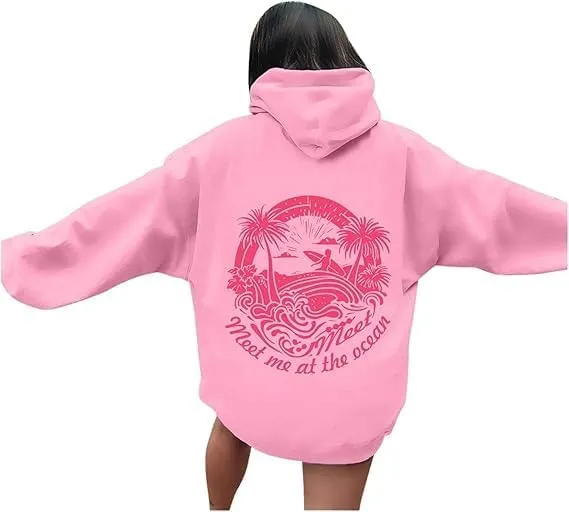 Graphic Hoodies Women Y2k Oversized Sweatshirt Long Sleeve Pullover Sweater Cute Hooded Preppy Top Aesthetic Shirts L/L