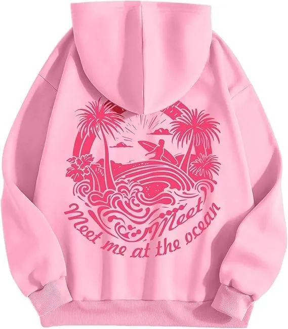 Graphic Hoodies Women Y2k Oversized Sweatshirt Long Sleeve Pullover Sweater Cute Hooded Preppy Top Aesthetic Shirts L/L