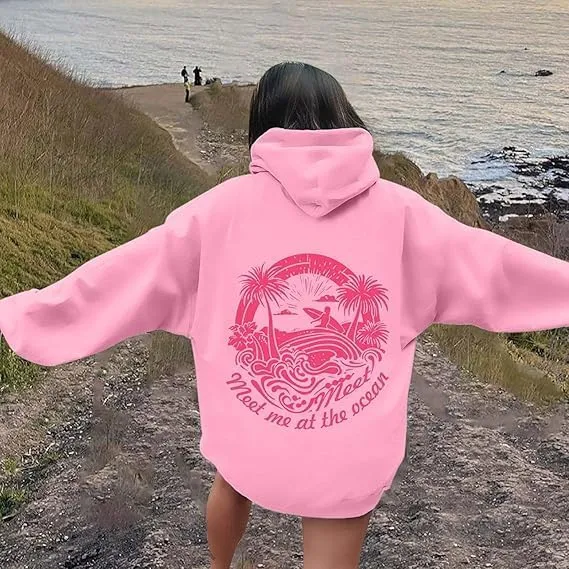 Graphic Hoodies Women Y2k Oversized Sweatshirt Long Sleeve Pullover Sweater Cute Hooded Preppy Top Aesthetic Shirts L/L