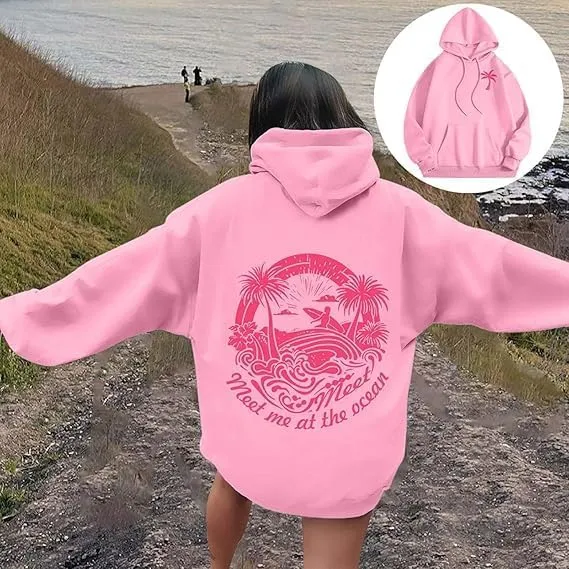 Graphic Hoodies Women Y2k Oversized Sweatshirt Long Sleeve Pullover Sweater Cute Hooded Preppy Top Aesthetic Shirts L/L