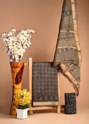 Hand Block Print Maheshwari Silk Salwar Suit