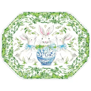 Handpainted Bunny in Chinoiserie Pot Posh Die-Cut Placemat