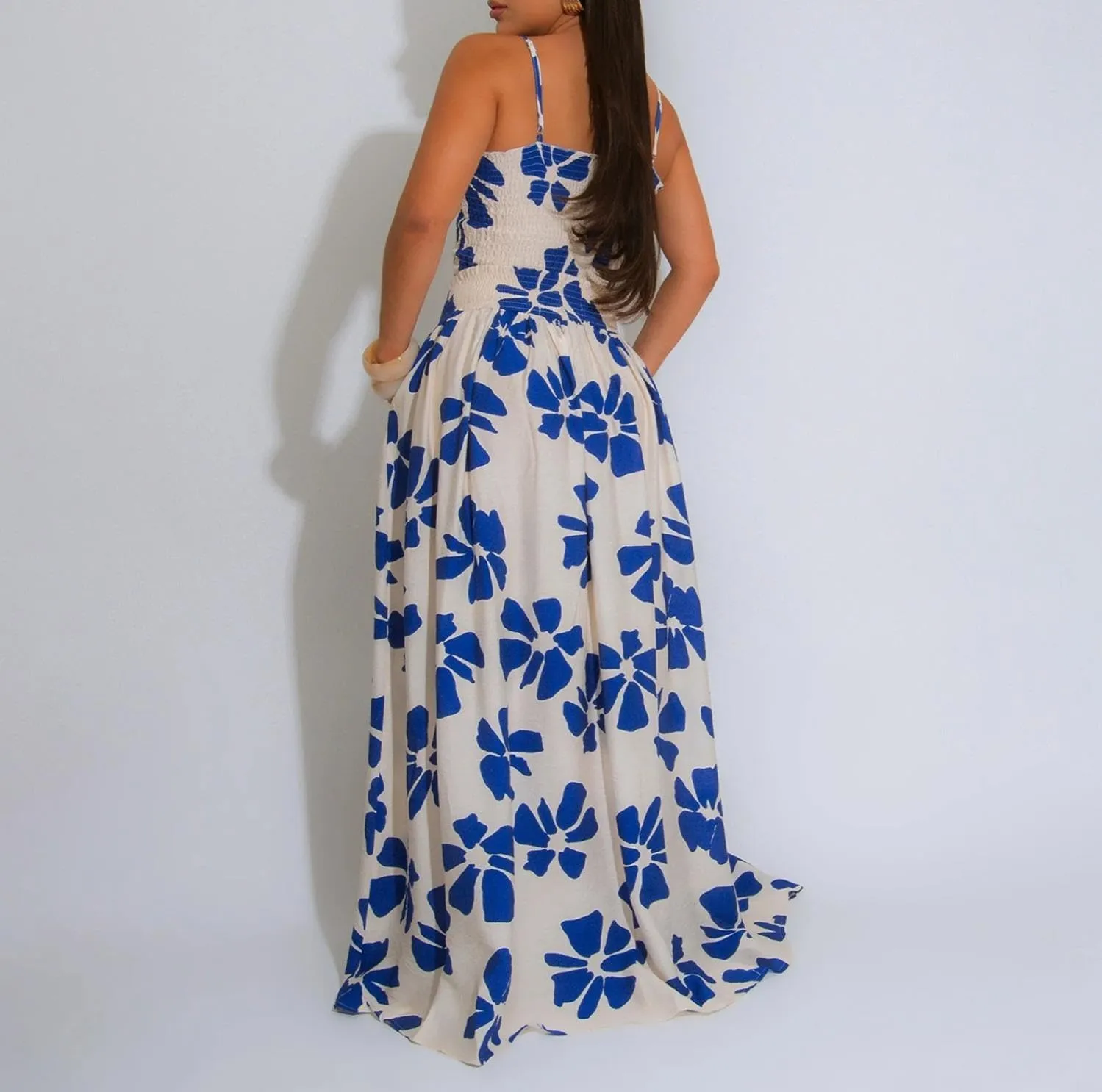 HANMAX Two Piece Sets for Women Summer Floral Beach Outfit Casual Sleeveless Cropped Tank Top High Waisted Maxi Skirt Set