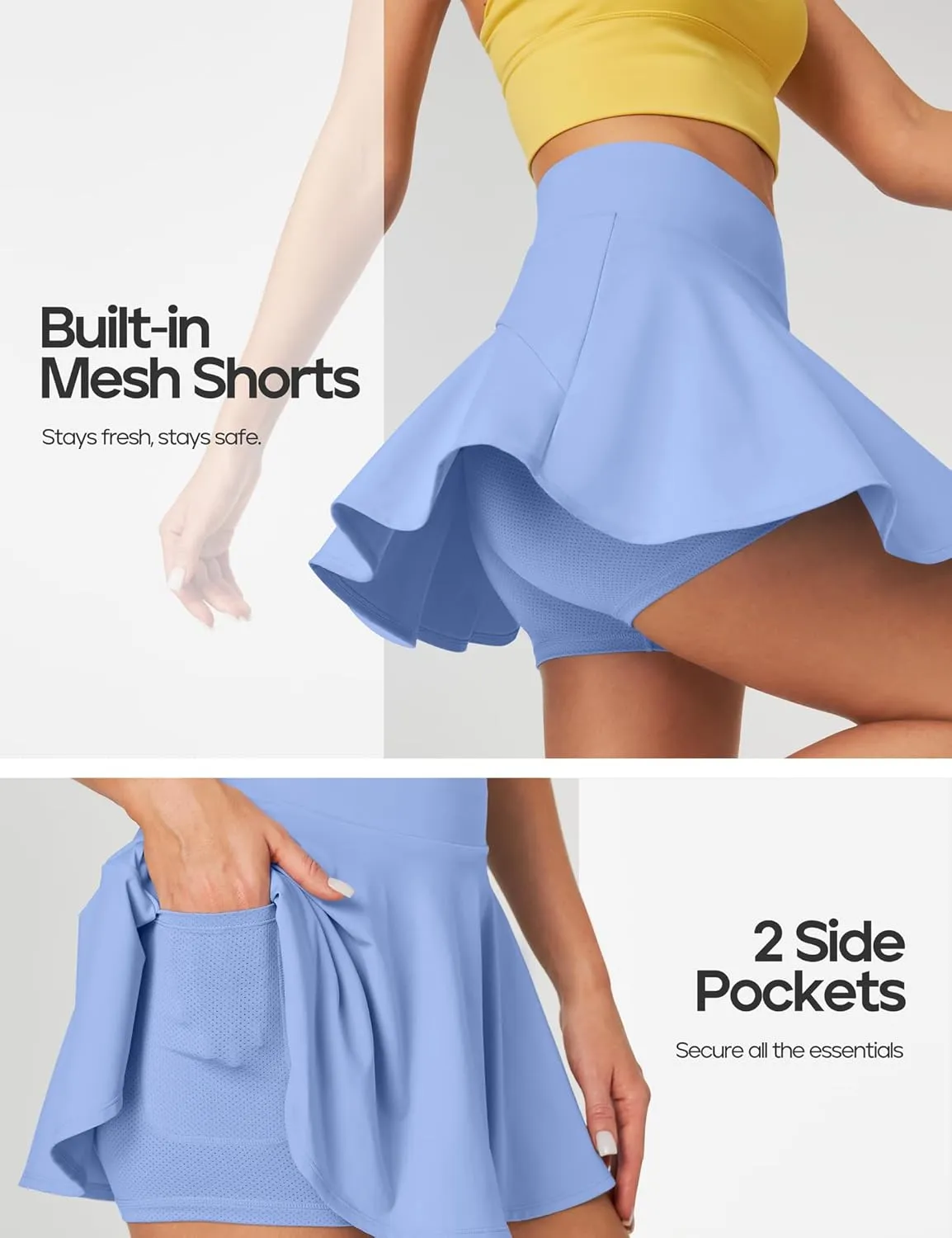 Heathyoga Pleated Tennis Skirt for Women with Pockets Shorts High Waist Athletic Golf Skirts Skorts for Woman Skater