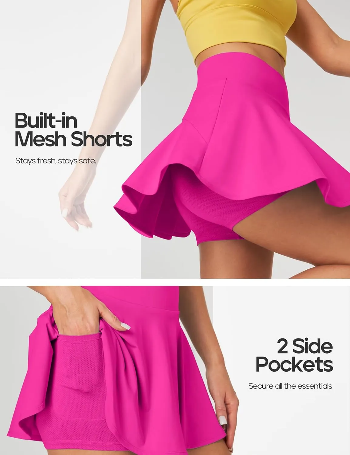 Heathyoga Pleated Tennis Skirt for Women with Pockets Shorts High Waist Athletic Golf Skirts Skorts for Woman Skater