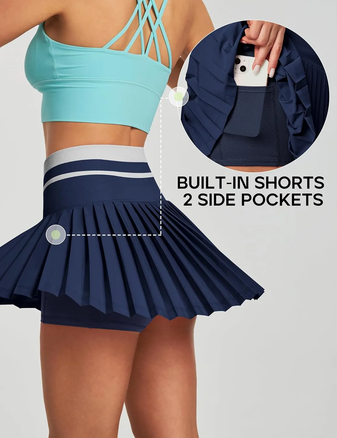 Heathyoga Pleated Tennis Skirt with Pockets for Women Tennis Skort for Woman High Waisted Golf Skirts Athletic Skirt