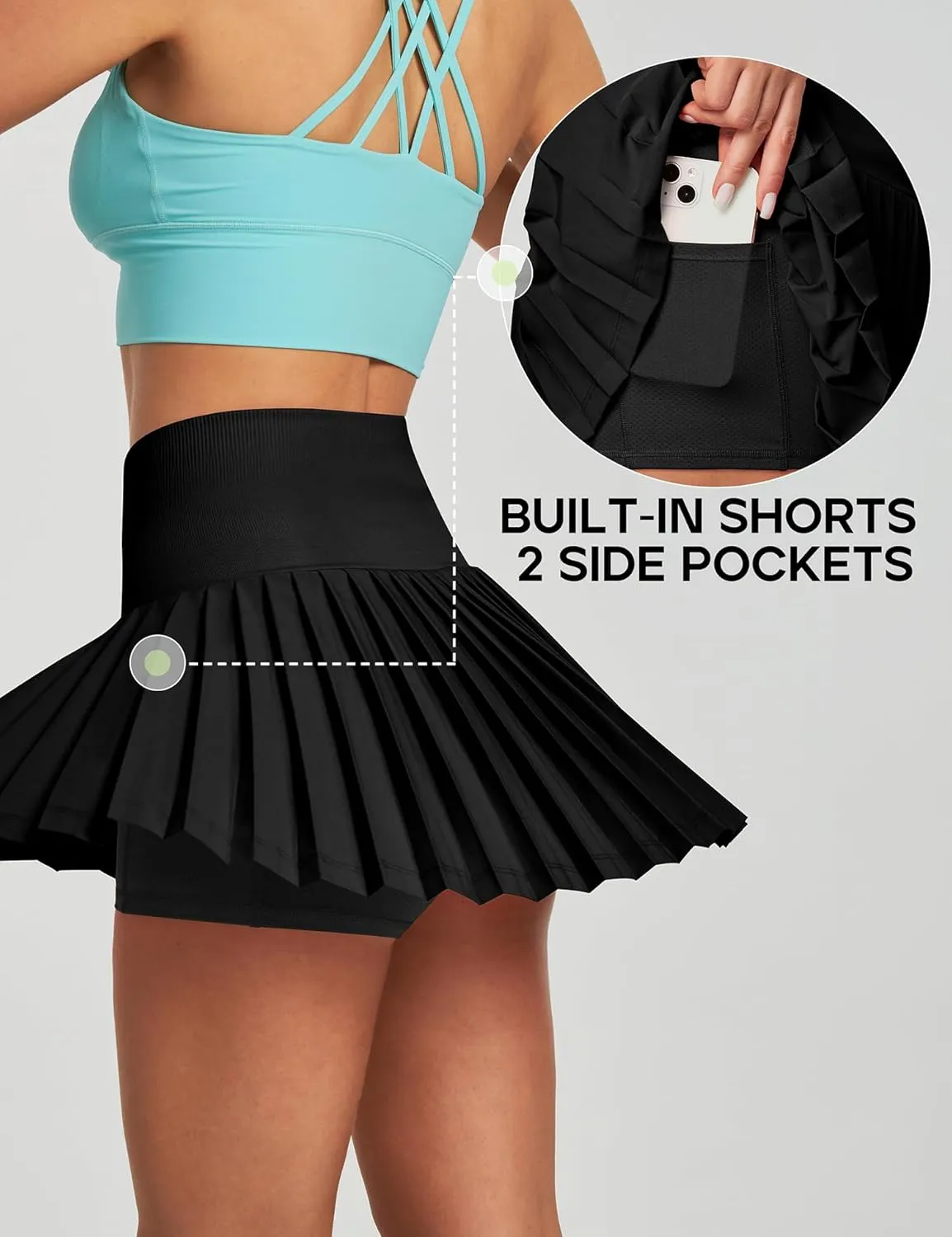 Heathyoga Pleated Tennis Skirt with Pockets for Women Tennis Skort for Woman High Waisted Golf Skirts Athletic Skirt
