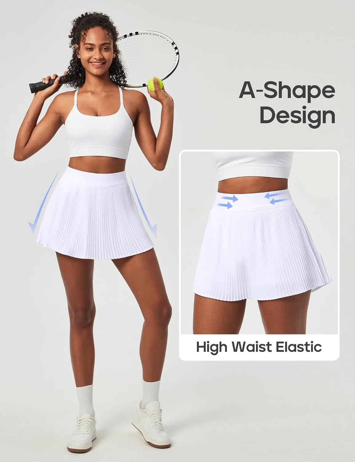 Heathyoga Pleated Tennis Skirts for Women High Waisted Athletic Skorts for Woman with Pockets Tummy Control Golf Skirts