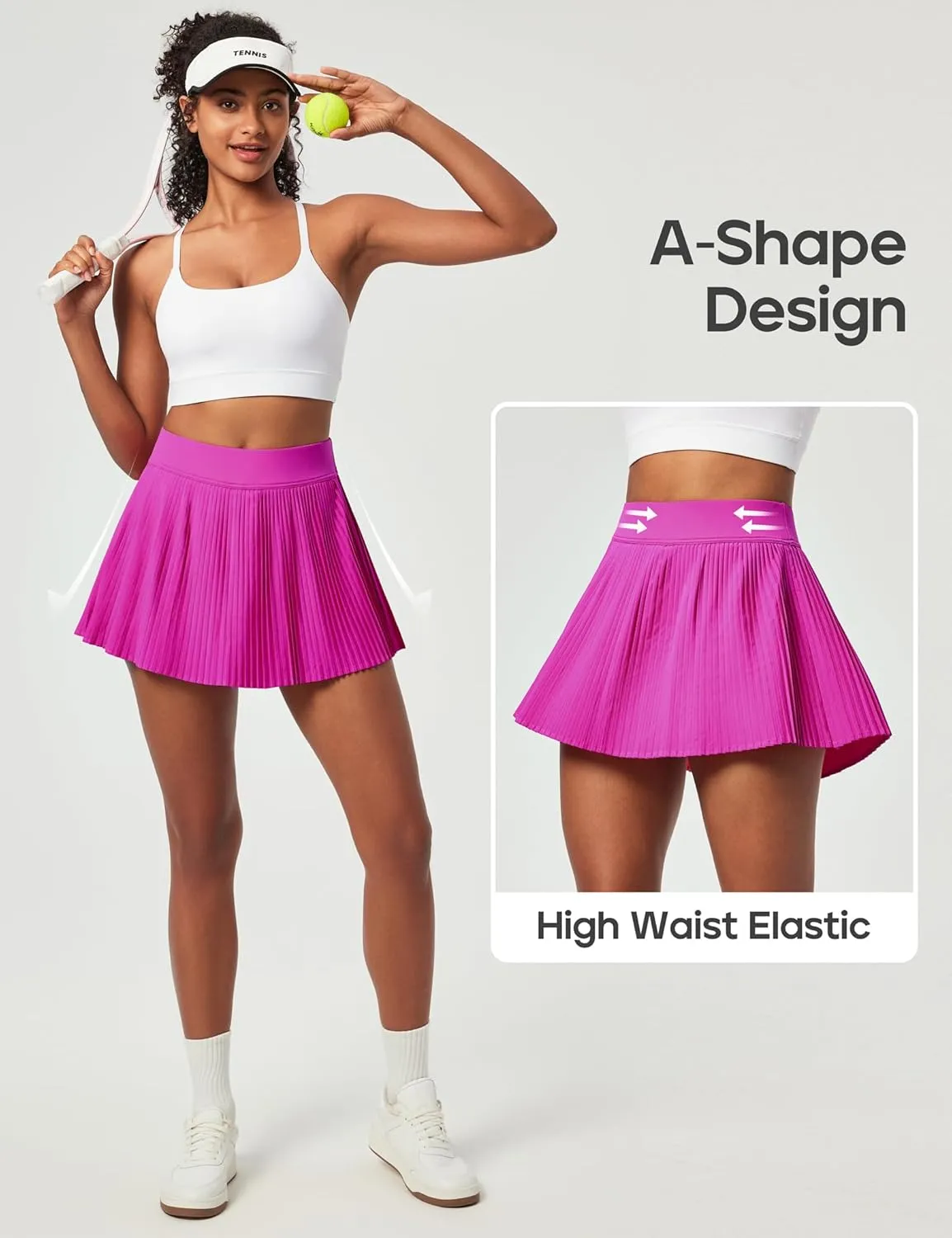 Heathyoga Pleated Tennis Skirts for Women High Waisted Athletic Skorts for Woman with Pockets Tummy Control Golf Skirts