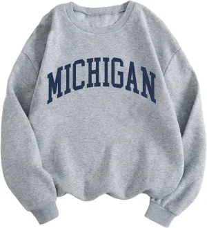 Hilinker Women's Graphic Crewneck Sweatshirts Casual Loose Long Sleeve Pullover Tops