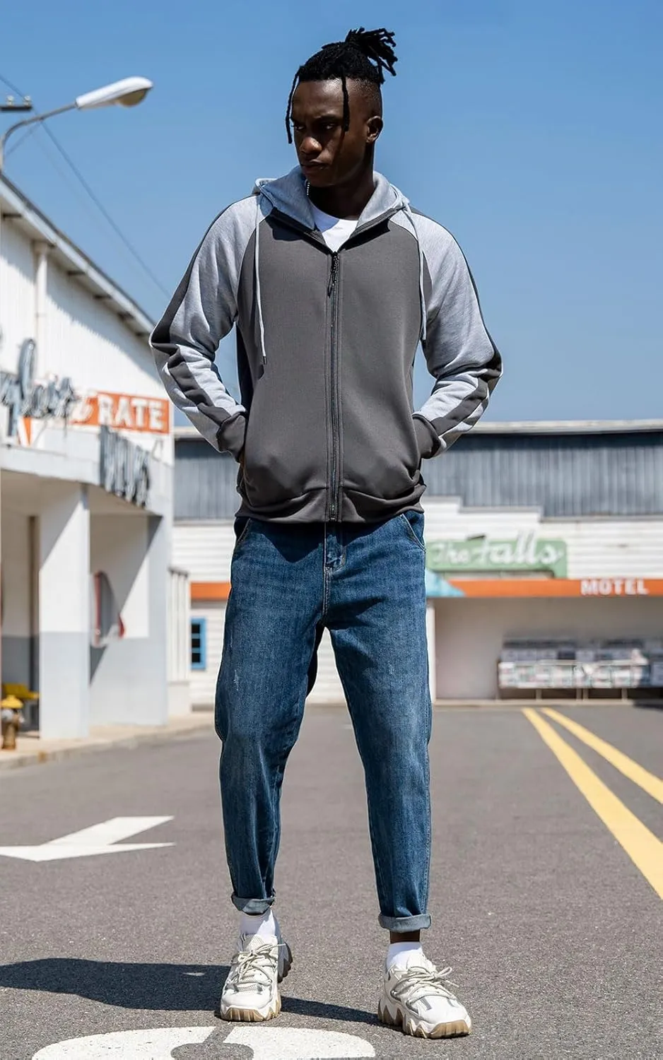 Hoodies for Men Zip Up Hoodie Drawstring Casual Long Sleeve Pocket Hooded Sweatshirts