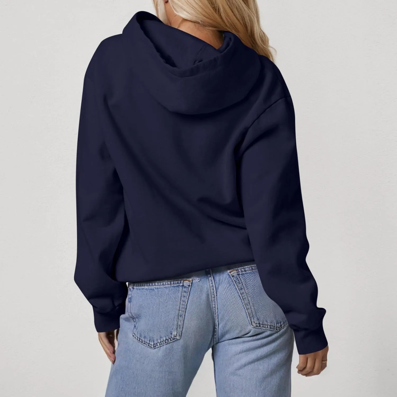 Hoodies for Women Fleece Lined Long Sleeve Hoodies Pullover Loose Fit Casual Hooded Sweatshirt with Pockets Fall Clothes