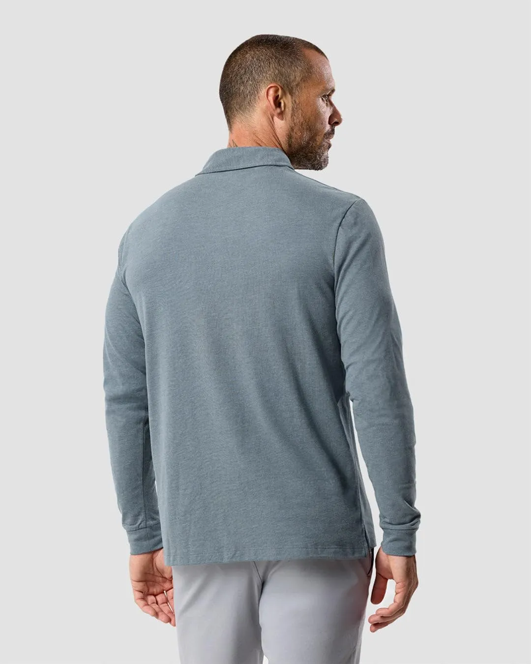 INTO THE AM Long Sleeve Polo Shirts for Men S - 4XL Slim Fit Collared Cotton Blend Full Sleeve Casual Workwear Shirt