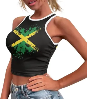 Jamaican Pride Tank Top for Women Jamaican Flag Tank Tops Ethnic Style Casual Basic Tank Crop Tops XS-XXL