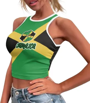 Jamaican Pride Tank Top for Women Jamaican Flag Tank Tops Ethnic Style Casual Basic Tank Crop Tops XS-XXL