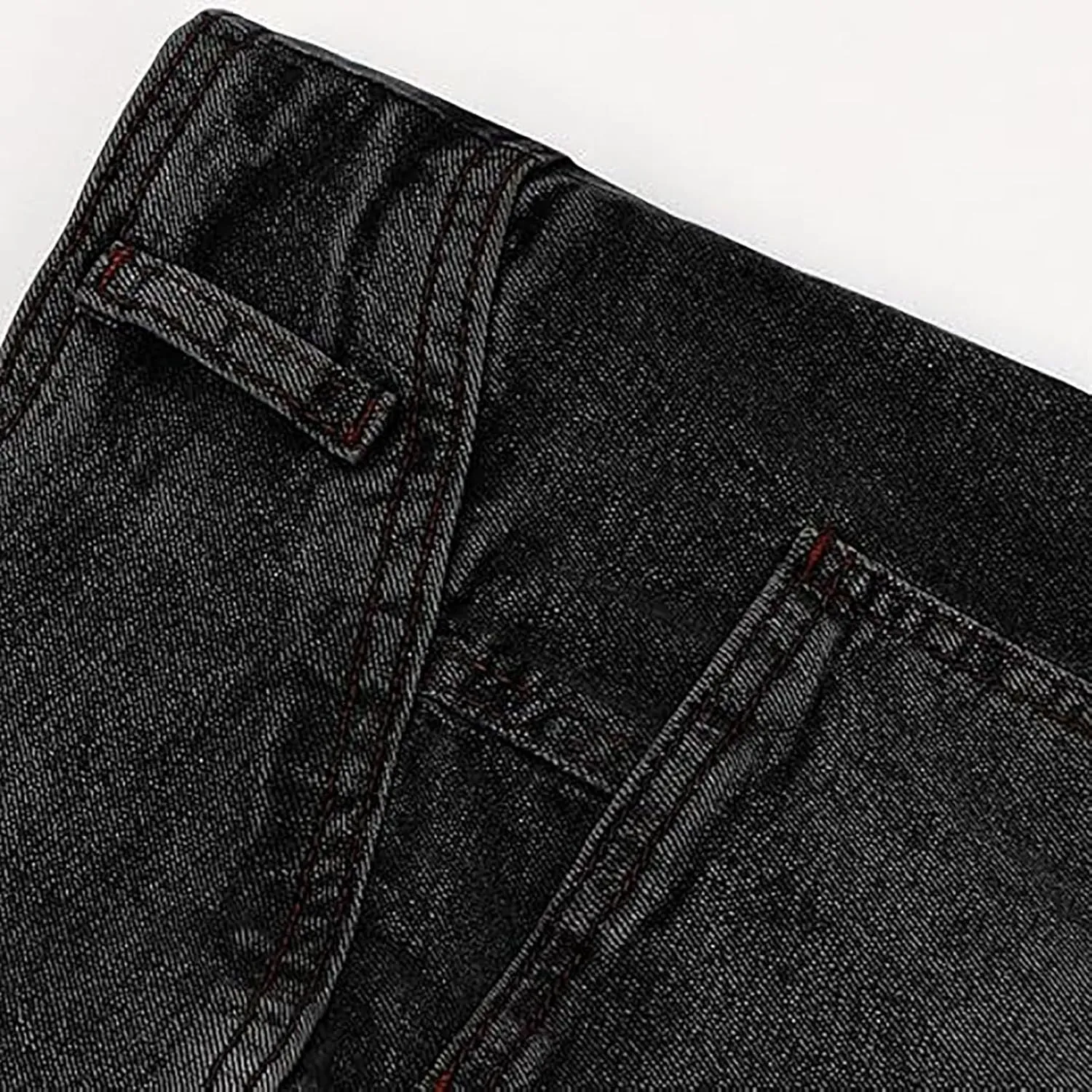 Jean Skirts for Women Denim Retro Exposure Button Fly High Rise A Line Maxi Skirt Ruffle Swing Packaged Hip Skirts