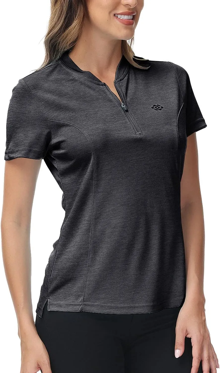 JINSHI Women's Golf Polo Shirt Zip Up Tennis Sports Athletic Short Sleeve Shirts