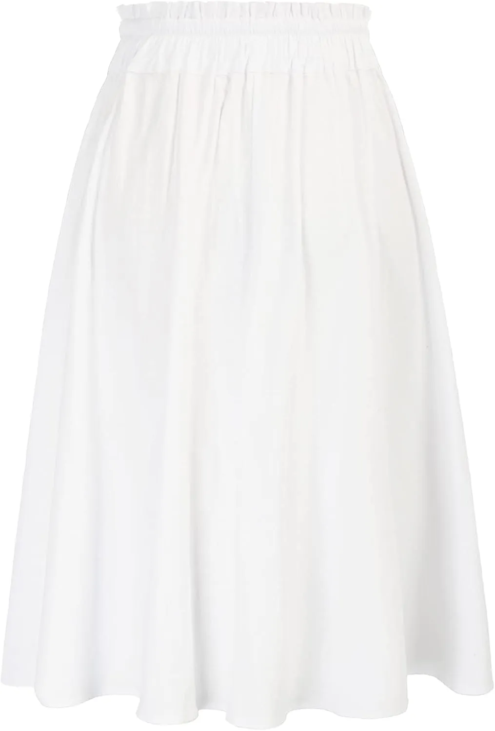 KANCY KOLE Women Casual Cotton Linen Skirts Frill Tie Waist A-Line Midi Skirt with Pockets S-XXL