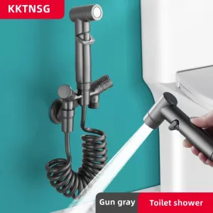 KKTNSG Bidet for Toilet Shower Wc V-shape Brass Bidet Faucet Set Bathroom Shattaf Sprayer Jet Cold Water Valve Toilet Bidet Tap