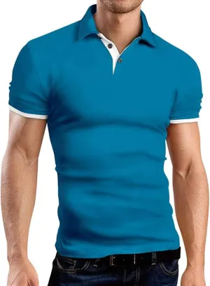 KUYIGO Men's Short Sleeve Polo Shirts Casual Slim Fit Basic Designed Cotton Shirt Tops