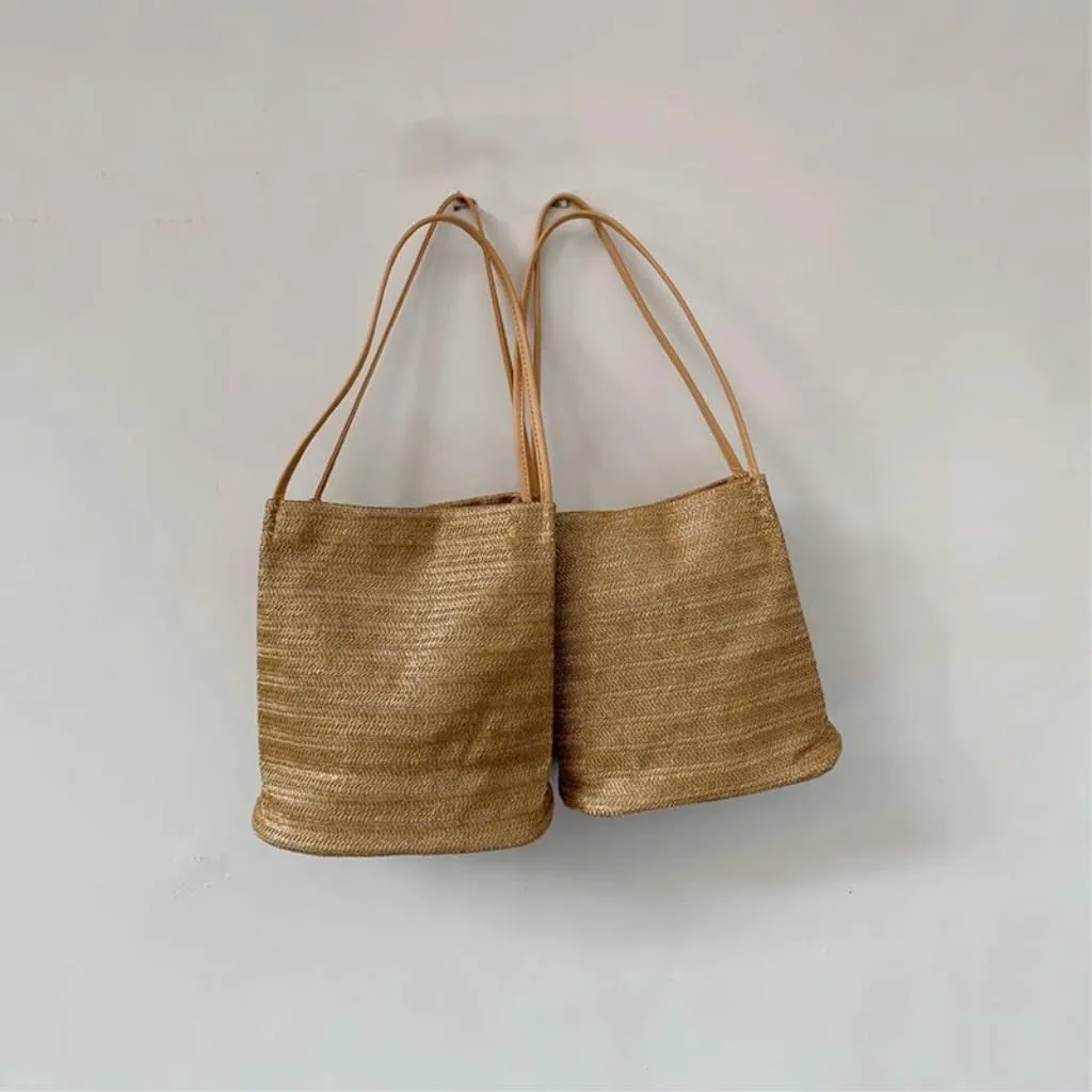 Large capacity Bag Straw Casual Weaving Fresh One-shoulder Ins Fresh Bucket Bag Handbag Women's Bag Ladies shoulder Bag