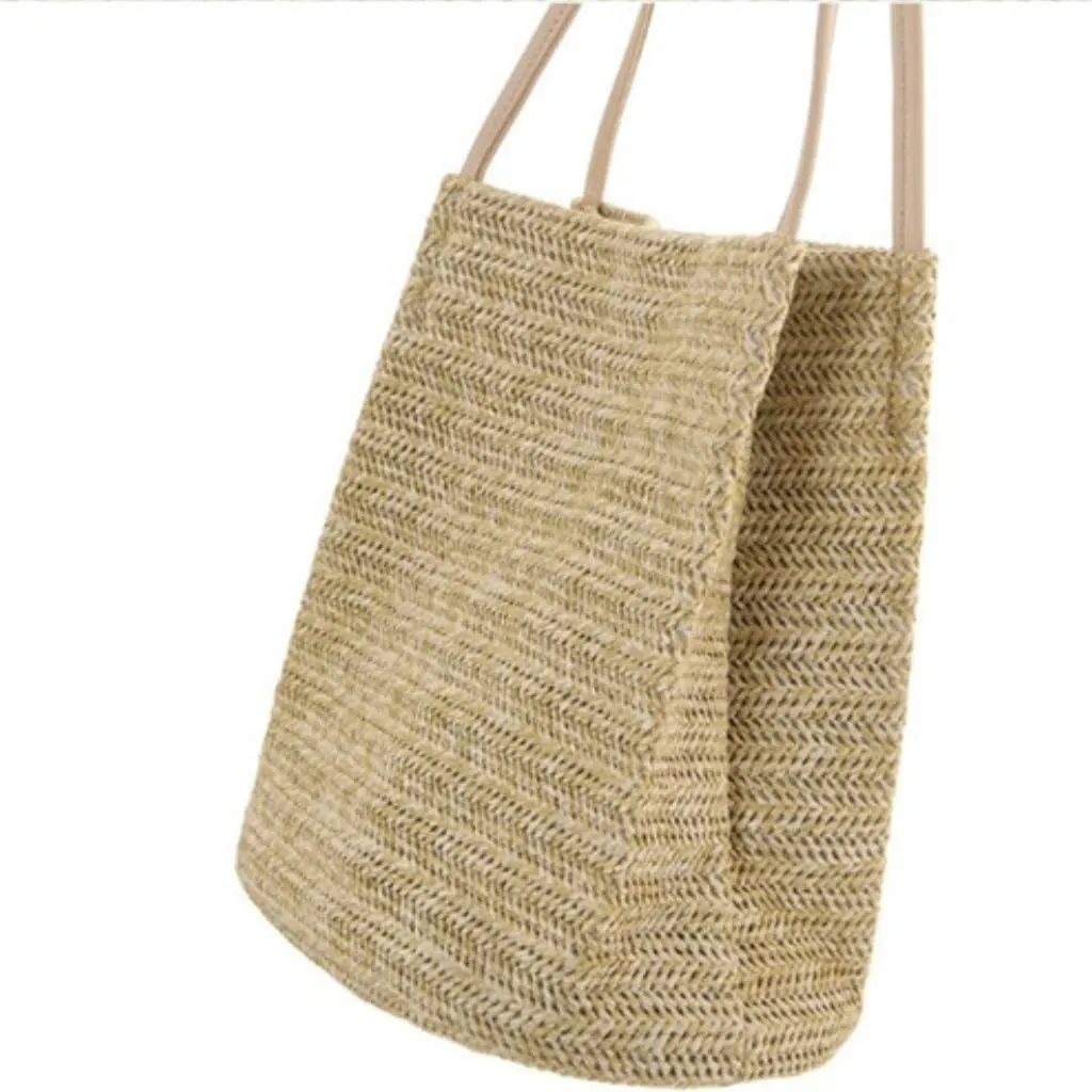 Large capacity Bag Straw Casual Weaving Fresh One-shoulder Ins Fresh Bucket Bag Handbag Women's Bag Ladies shoulder Bag