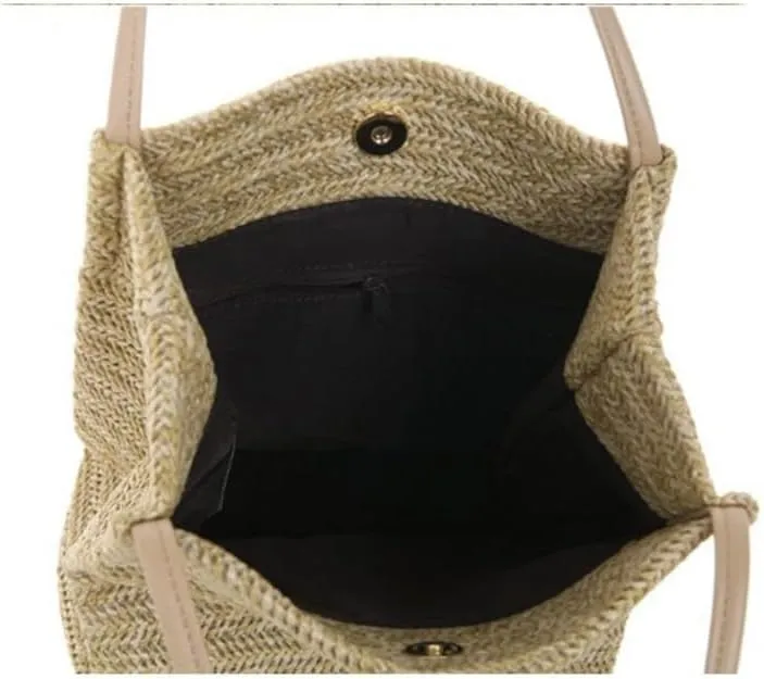 Large capacity Bag Straw Casual Weaving Fresh One-shoulder Ins Fresh Bucket Bag Handbag Women's Bag Ladies shoulder Bag