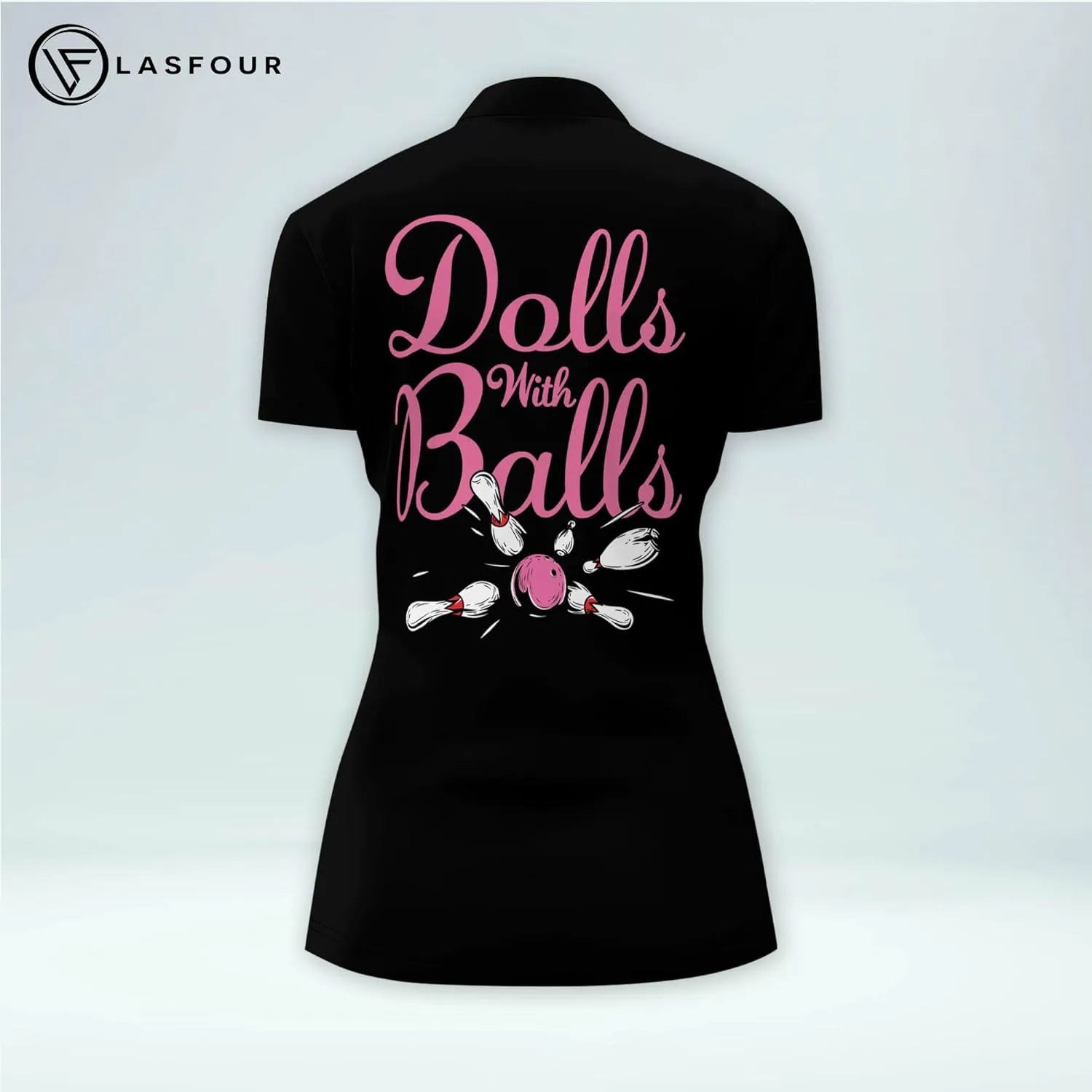 LASFOUR Personalized 3D Funny Heartbeat Pulse Line Pink Bowling Shirts for Women, Custom Bowling Jerseys Shirt for Women