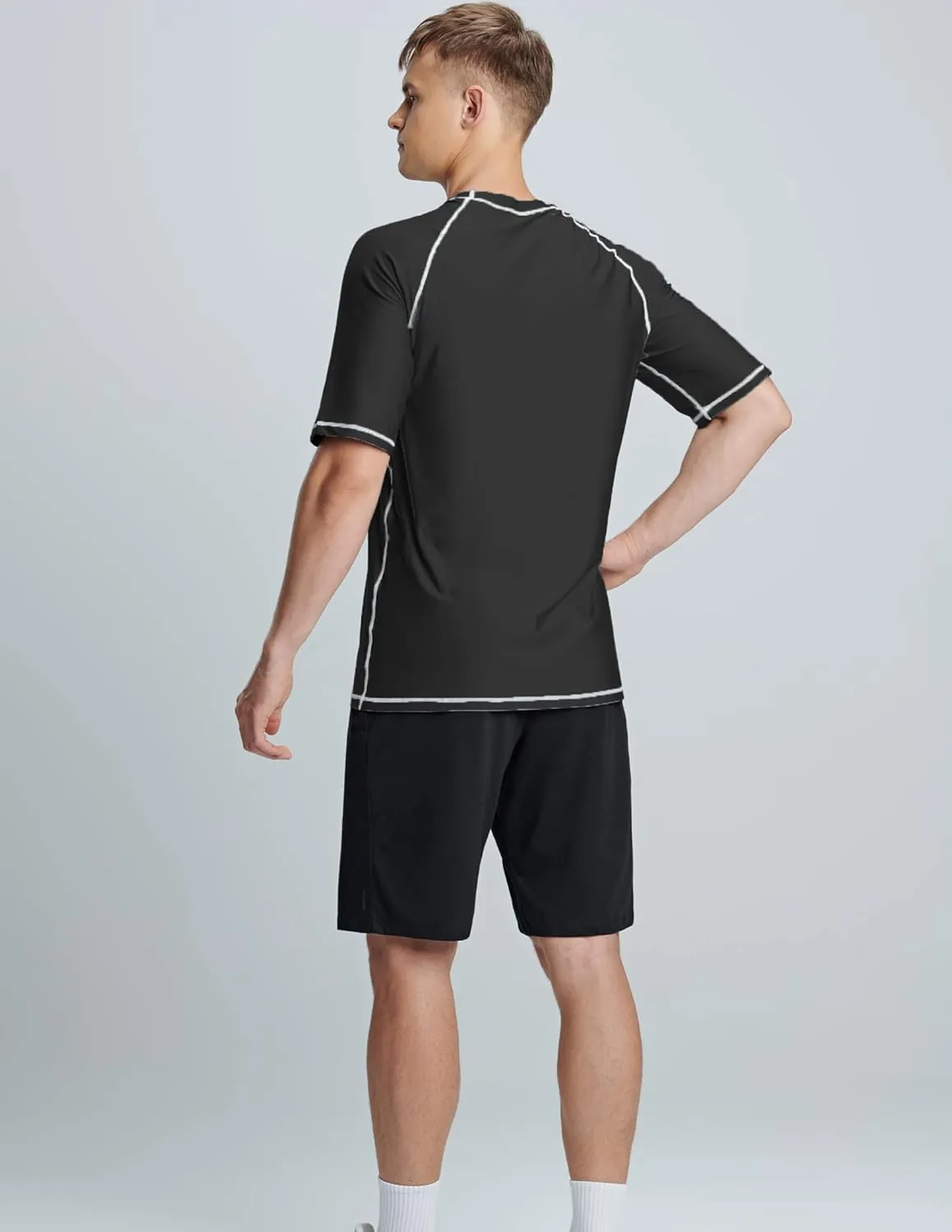 Liberty Imports 2-Pack Men's UV Short Sleeve Swim Shirts Loose Fit Rash Guards