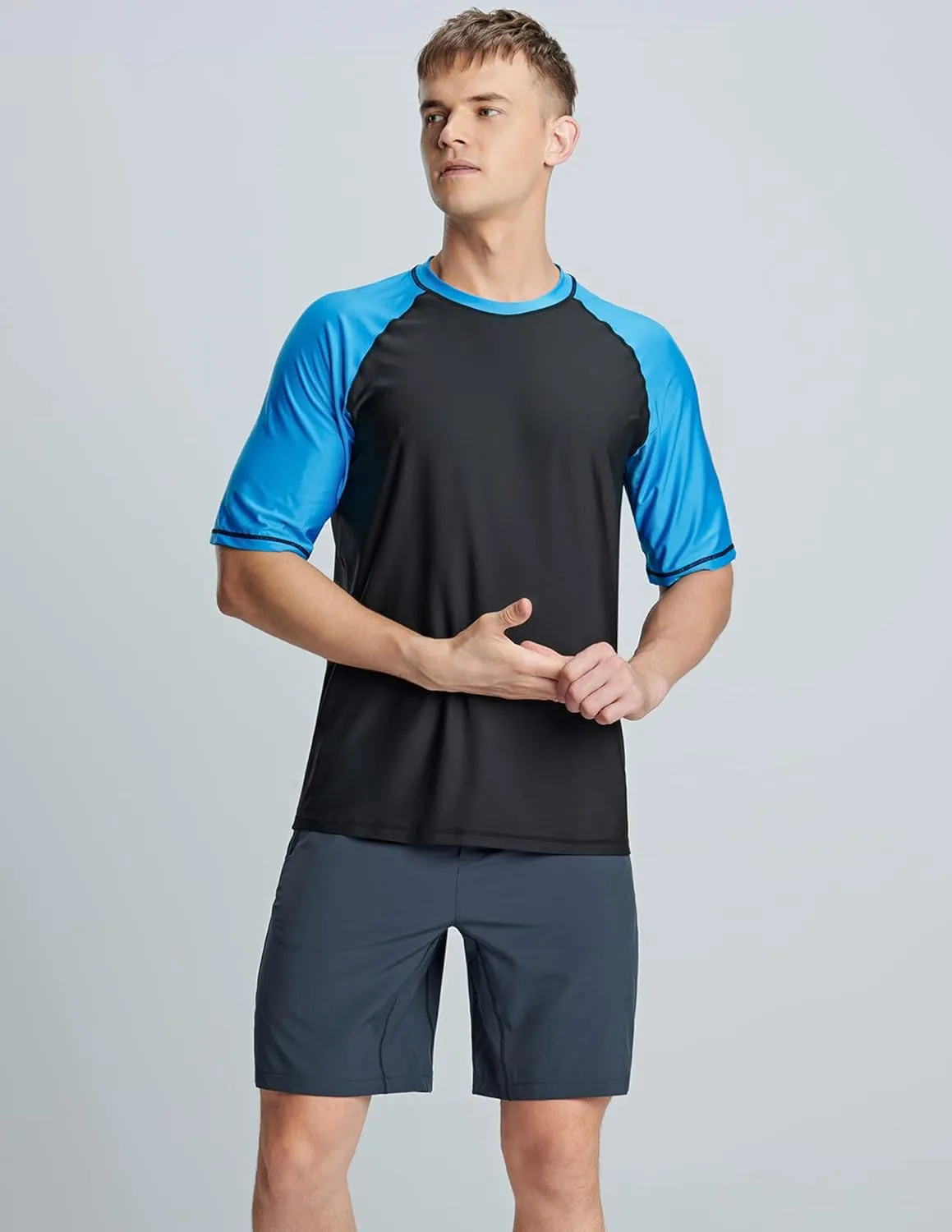 Liberty Imports 2-Pack Men's UV Short Sleeve Swim Shirts Loose Fit Rash Guards