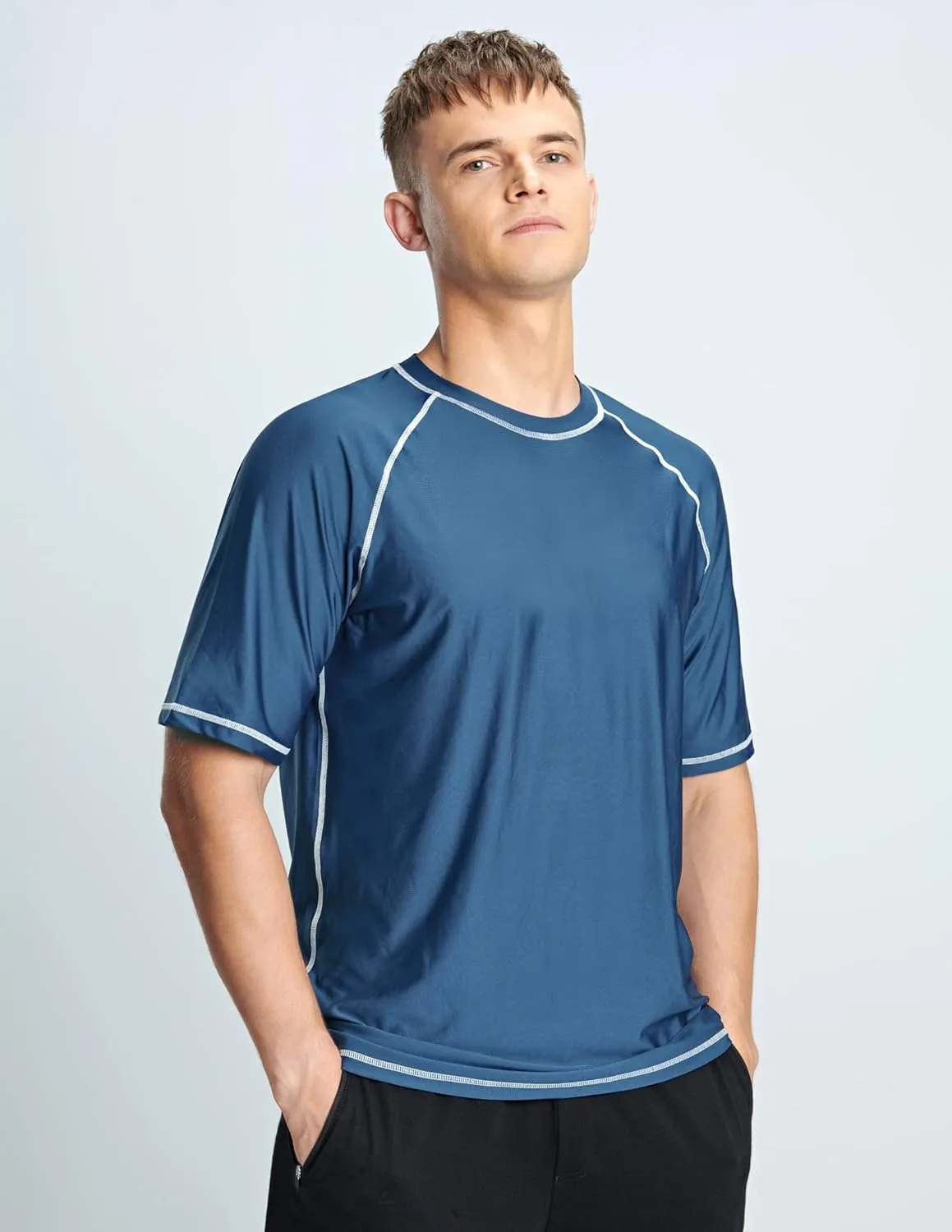 Liberty Imports 2-Pack Men's UV Short Sleeve Swim Shirts Loose Fit Rash Guards