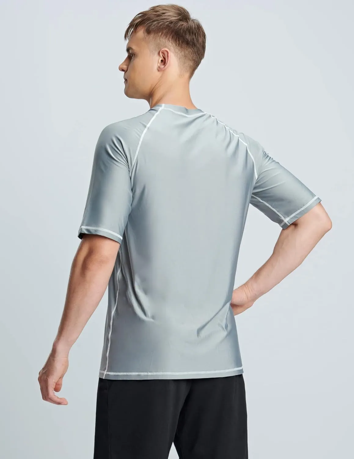 Liberty Imports 2-Pack Men's UV Short Sleeve Swim Shirts Loose Fit Rash Guards