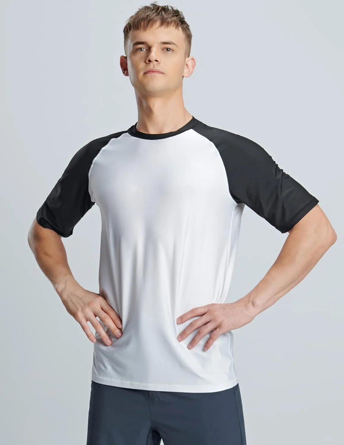Liberty Imports 2-Pack Men's UV Short Sleeve Swim Shirts Loose Fit Rash Guards