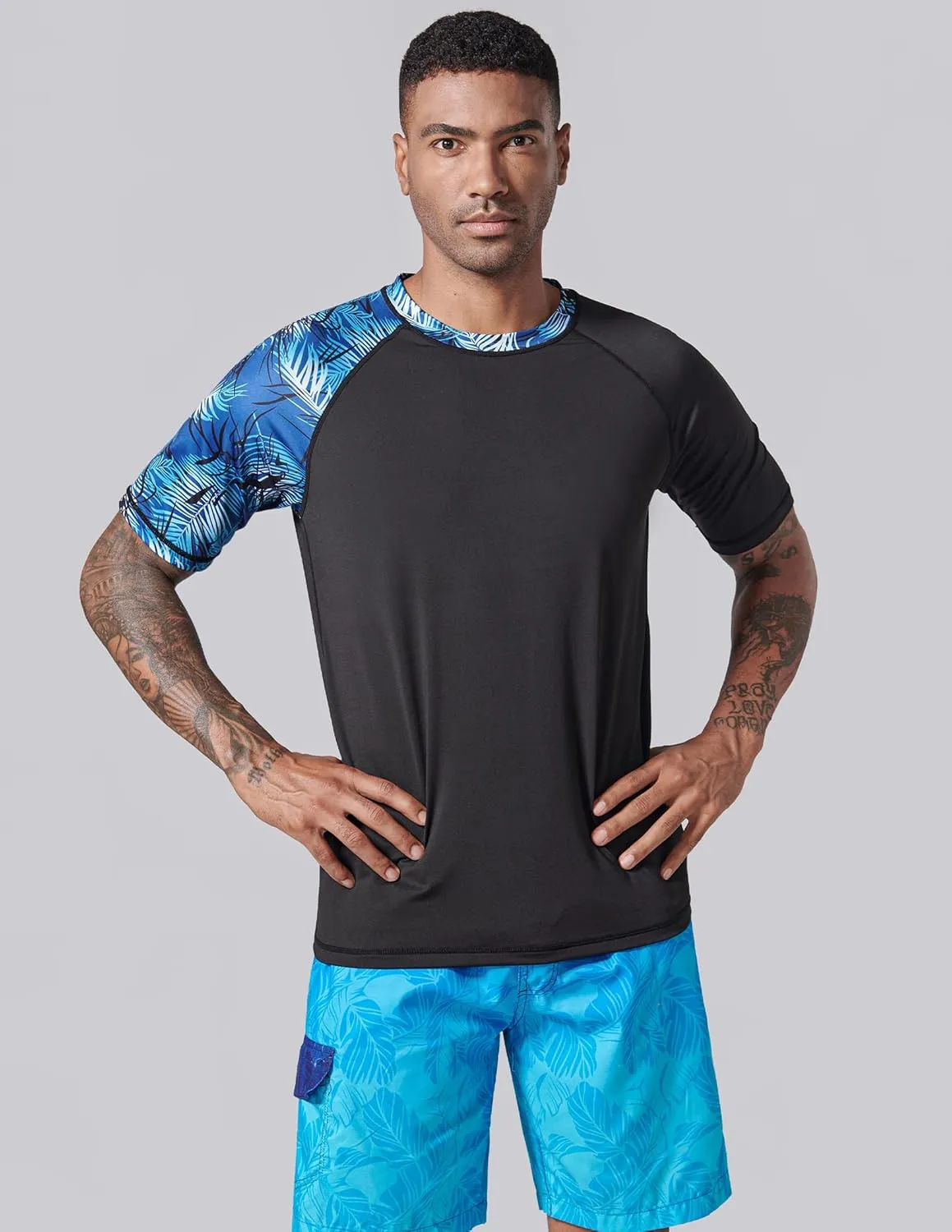 Liberty Imports 2-Pack Men's UV Short Sleeve Swim Shirts Loose Fit Rash Guards