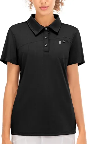 Little Donkey Andy Women's Golf Polo Shirts Sun Protection Quick Dry Moisture Wicking 3-Button Short Sleeve Shirt