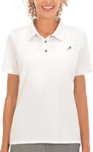 Little Donkey Andy Women's Golf Polo Shirts Sun Protection Quick Dry Moisture Wicking 3-Button Short Sleeve Shirt