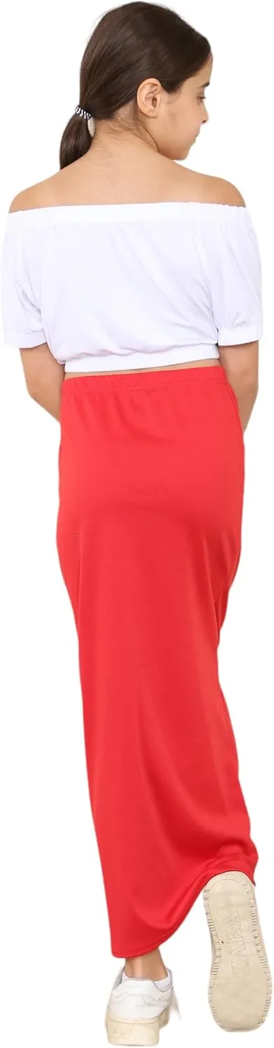 Loxdonz Girls Casual High Waist Maxi Skirt Kids Long Summer Skirts