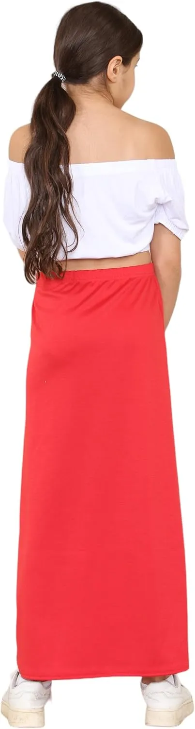 Loxdonz Girls Casual High Waist Maxi Skirt Kids Long Summer Skirts