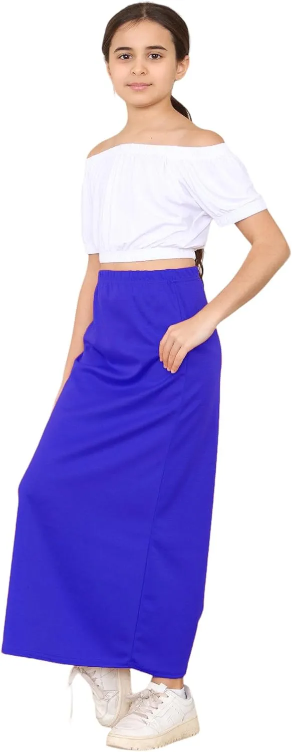 Loxdonz Girls Casual High Waist Maxi Skirt Kids Long Summer Skirts